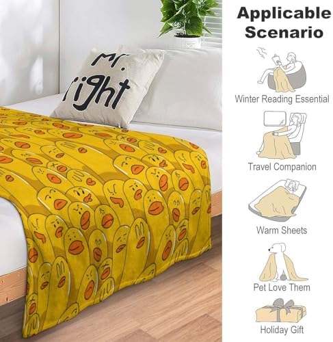 Socira Yellow Funny Duck Blanket Throw Blanket Yellow Funny Duck Gifts for Women Men Soft Sofa Throws for Travel Camping Bed Home Decor Car Birthday Gift 60"*80"（150 * 200cm） - Image 7