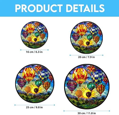 Hot Air Balloon Stained Glass Suncatcher Window Hanging, Gothic Dragon Christmas Ornaments for Fiction Lovers, Dinosaur Room Decor for Nursery New Home Gifts - Image 6
