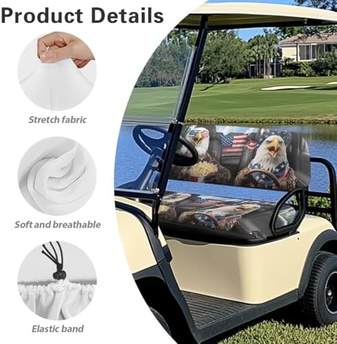 Yewatlles Universal Golf Cart Seat Cover Dress UP Golf Cart Durable Breathable Material Fit for Club Car, Easy to Install American Flag and Eagle Car