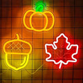 Thanksgiving Neon Signs for Wall Decor 3-Piece Fall Window Lights Dimmable Maple Leaf Acorn Pumpkin Led Sign Fall Autumn Harvest Neon Gifts Decorations by hhuohuona