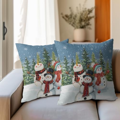 Christmas Snowman Pillow Covers 24x24 Set of 2 Blue Highly Absorbent - Image 3