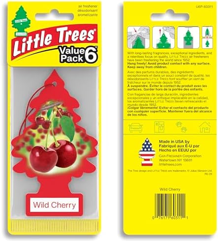 LITTLE TREES Car Air Freshener, 4 Count (Pack of 6), Wild Cherry