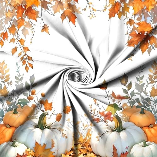Fall Pumpkin Shower Curtain, Watercolor Autumn Harvest Pumpkins with Falling Maple Leaves Thanksgiving Day Bathroom Curtain Waterproof Fabric Machine Washable with Hooks, 72" Wx96 L - Image 5