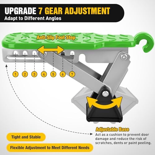 Nilight Car Door Step Universal Aluminum Latch Step for Car Roof Access Portable Folding Car Door Latch Hook Step Multi-Adjustable Both Feet Stand Pedal Max Load 500 Lbs for Truck SUV Vehicles, Green