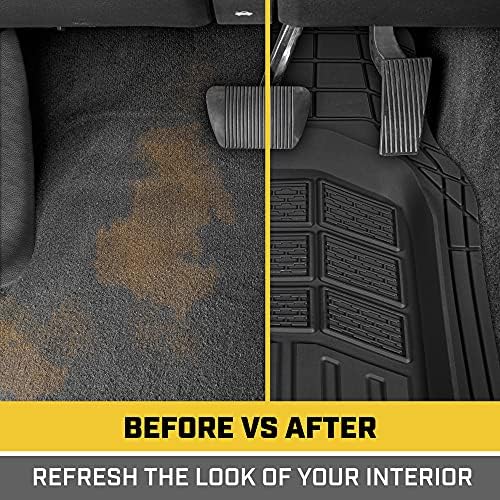 Cat® CAMT-9013 (3-Piece) Heavy Duty Deep Dish Rubber Floor Mats, Trim to Fit for Car Truck SUV & Van, All Weather Total Protection Durable Liners Black, 29.5" L x 21" W x 1" Th