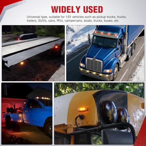 Nilight 2.5" Oval Side Marker Light, White Lens Amber & Red LED Waterproof