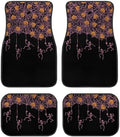 Pink Spider Web Skeleton Black Print Funny Halloween Car Floor Mats 4 PCS, Cute Durable Interior Accessories for Car SUV, All Weather Floor Mats with Front Rear Trunk Liners Set for Party