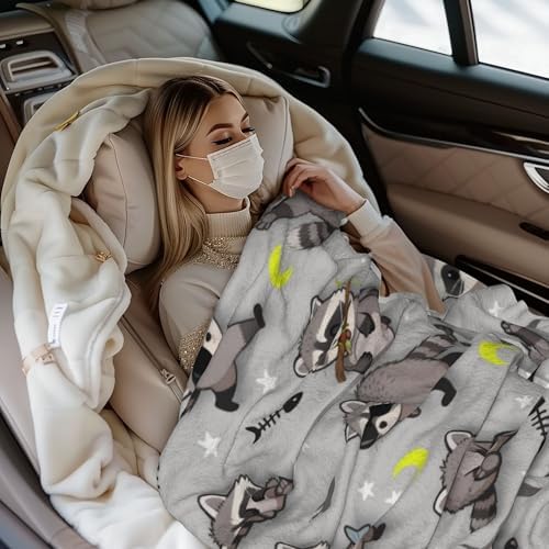Raccoon Blanket Raccoons Throw Blanket Raccoon Lovers Gifts Soft Fluffy Animal Print Plush Throw for Bedroom Sofa Couch Travel Camping Christmas Birthday Gifts for Women Men Kid 60"x50" - Image 6