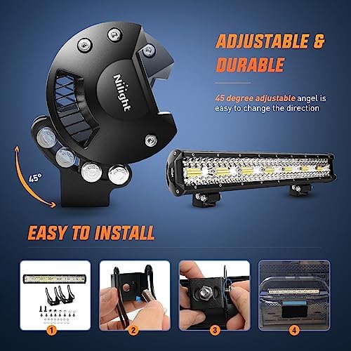 Nilight 20 Inch 420W Triple Row Flood Spot Combo 42000LM Light Bar Driving Boat Led Off Road Lights with Front License Plate Frame Bracket and Switch Wiring Harness Kit