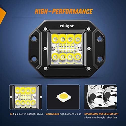 Nilight 2PCS 42W Flush Mount LED Backup & Reverse Lights 4.8“ X 3.6"