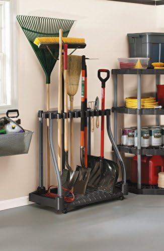 Rubbermaid Garage Tool Tower Rack Easy to Assemble Wheeled Organizes up to 40 Long-Handled Tools/Rakes/Brooms/Shovels in Home/House/Outdoor/Shed Black - Image 4