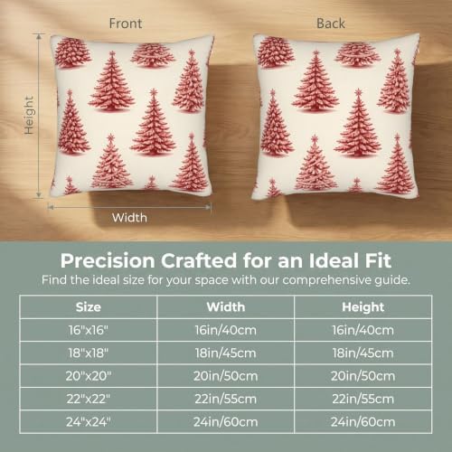 Red Christmas Tree Pillow Covers 24x24 Set of 2 Winter Holiday Decor - Image 4