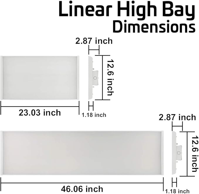 2 Pack Linear LED Bay Ceiling Shop Light - 2 Ft - 105W 5000K 1-10V Dimming - Image 7