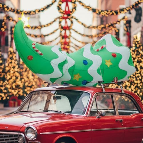 Soulchen 5 FT Christmas Inflatable Car Decorations with LED Lights Blow up Lying Down Christmas Tree for Outdoor Car Roof Decor Xmas Vehicle Accessories Yard Lawn Garden - Image 5
