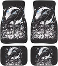 Gothic Raven Car Rubber Floor Mat, Orchid Floral Cluster Cross 4PCS Front and Rear Mats, Starry Night Moon Rubbers Non-Slip Floor Mats Heel Pad Fit for SUV Van Truck Car