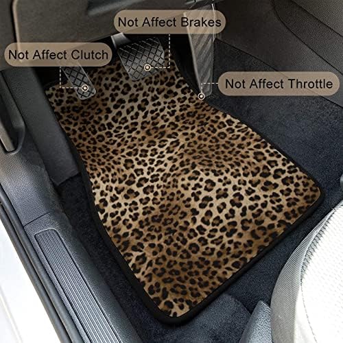 Leopard Print Car Floor Mats Set of 4,Leopard Animal Skin Pattern Vehicle Front Rear Carpets Mat Decorative Car Floor Carpets Rugs Non-Slip Auto Car Accessories Universal Fit for Car SUV Truck Van