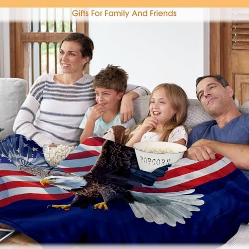 Veteran Gifts for Father Dad Men, American Stars Flag Eagle Throw Blanket Present for Veterans Day Retirement Birthday Christmas 50"x60" - Image 5
