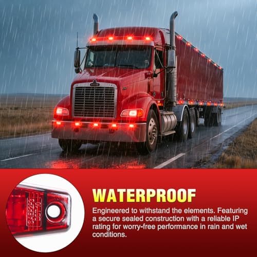Nilight 2.5" Red Oval Side Marker Light, 2 LED Waterproof