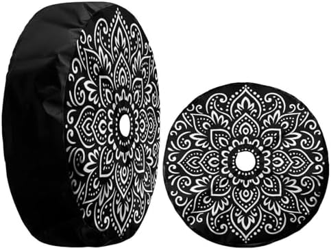 KiuLoam Tribal Ethnic Floral Mandala Spare Tire Cover with Backup Camera Hole Universal Sunscreen Waterproof Wheel Covers for Trailer RV SUV Truck and Many Vehicles (16" for Diameter 29"-31")