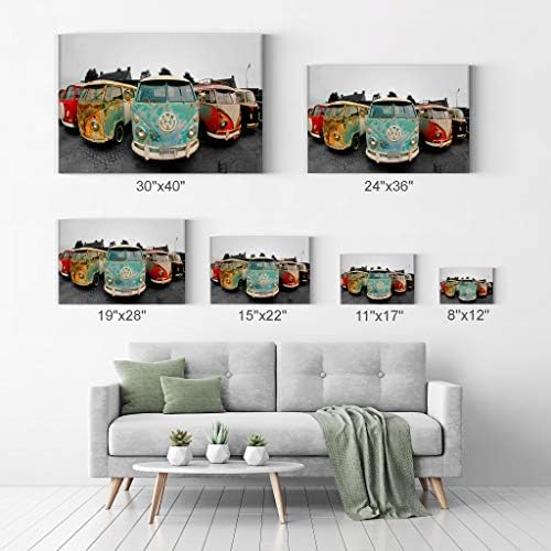 Smile Art Design Decorative Canvas Print Vintage Van Bus Art Modern Wall Decor Artwork Wrapped Wood Stretcher Bars -%100 Handmade in the USA - Ready to Hang 19x28 - Image 7