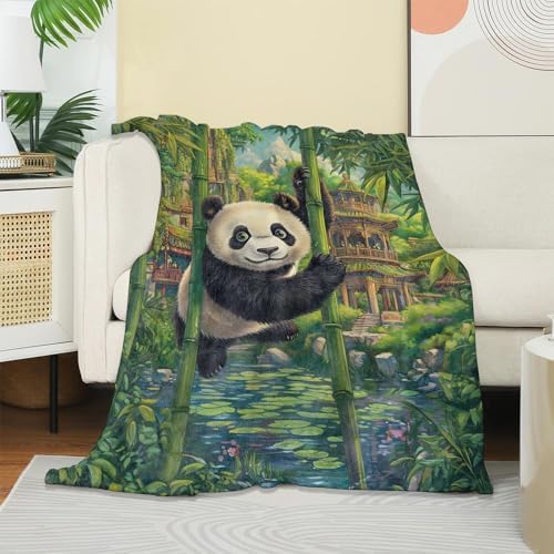 Playful Panda Blanket, Soft Cozy Warm Throw Blanket for Adults Kids Women, Comfy Lightweight Fuzzy Flannel Blankets for Couch, Travel, Car, Home Decor 80×60 Inch - Image 2