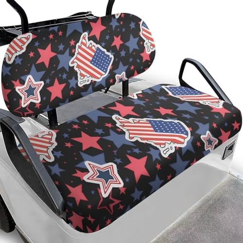 Yewatlles Golf Cart Seat Covers for Club Car Fashion Seat, Breathable Polyester Cloth Combination Appearance, No Need Detaching Armrests American Flag Star Pattern