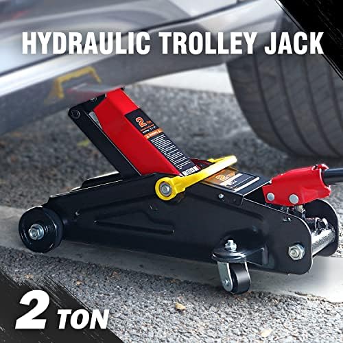 DNA Motoring TOOLS-00234 Low Profile Hydraulic Trolley Service/Floor Jack, 2 Ton (4000 lbs) Capacity, Lifting Range 5.1"-13", Black - Image 2
