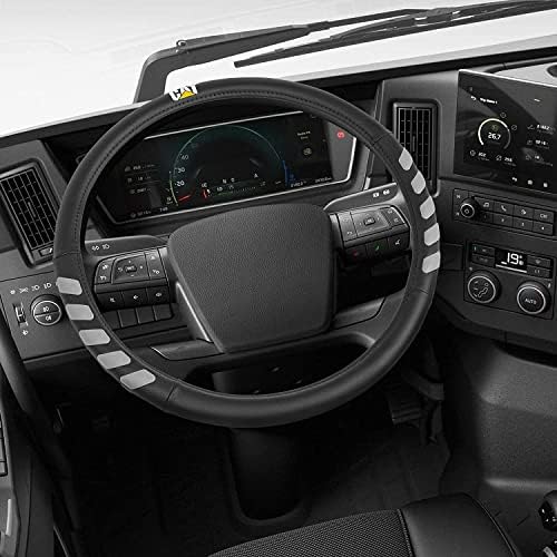 Cat® UltraSport Faux Black Leather Semi Truck Steering Wheel Cover, Fits RV and Big Rig Trucker, Steering Wheel Cover for Trucks 18 Wheeler - X-Large 17.5" - 18" Inches
