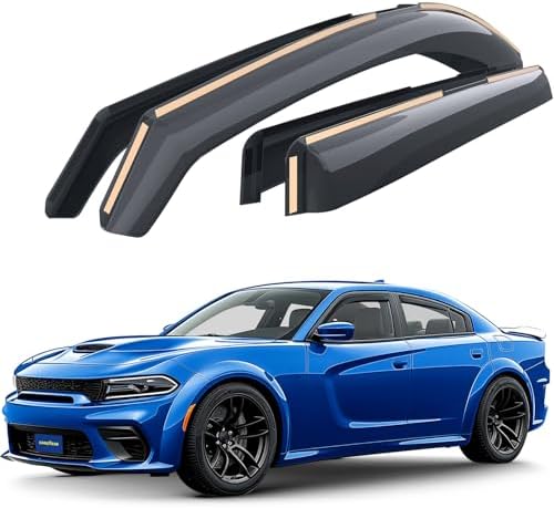 Goodyear Shatterproof in-Channel Window Deflectors for Dodge Charger 2011-2023, Rain Guards, Window Visors for Cars, Vent Deflector, Car Accessories, 4 pcs - GY007897