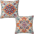 Vintage Bohemian Carpet Pattern Pillow Covers 18x18 inch Set of 2 Orange Blue Ethnic Pillow Case Cushion Cover for Home Sofa Couch Living Room Car Decor by Mshutbna
