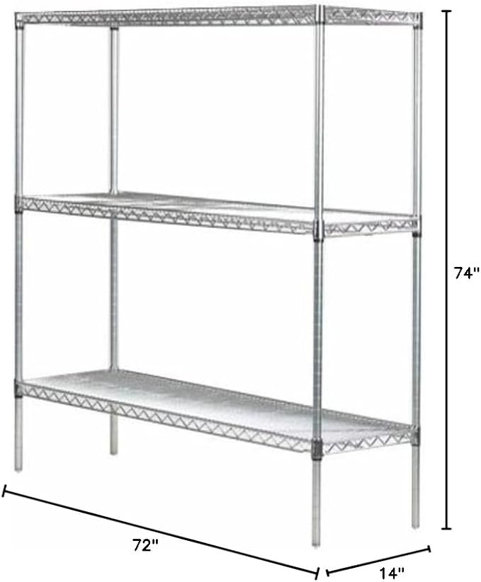 Omega 14" Deep x 72" Wide x 74" High 3 Tier Gray Starter Shelving Unit - Image 3