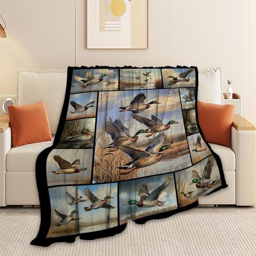 Mallard Blanket Mallards Throw Blankets Wild Duck Collage Print Cozy Fleece Flannel Stuff Plush Lightweight Bedding Lover Gifts for Men Women Adults for Couch Sofa Bed Decor 60"X80" - Image 4