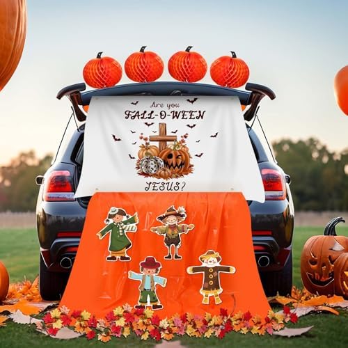 Suncalla Halloween Religious Christian Trunk or Treat Car Decorations Autumn Fall Are You Fall-o-ween Jesus Scarecrow Archway Garage Decor for Car Archway Trunk Exterior Halloween Party Supplies Decor - Image 7