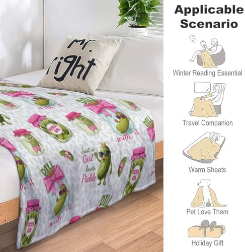 Socira Funny Dill Pickle Blanket Throw Blanket Funny Dill Pickle Gifts for Women Men Soft Sofa Throws for Travel Camping Bed Home Decor Car Birthday Gift 40"*50" （100 * 130cm） - Image 7