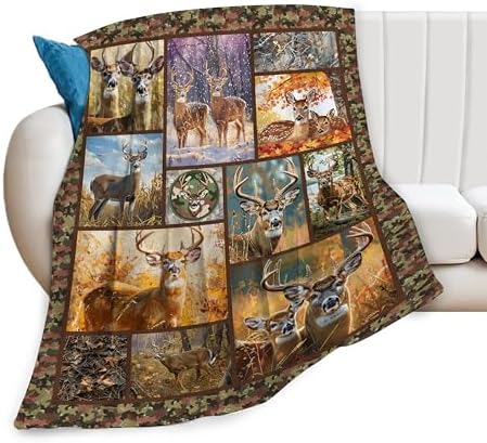 Deer Blanket Deer Throw Blanket Elk Lover Gifts for Men Boys Hunting Decor Warm Soft Plush Fleece Flannel Camo Fawn Blanket for Adults Women Gift for Hunting Lover 50"X60" by Unknown
