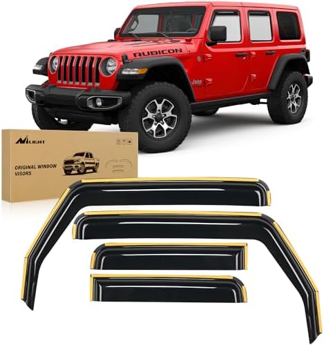 Nilight in-Channel Window Visors for Wrangler JL 2018-2026, 4PCS
