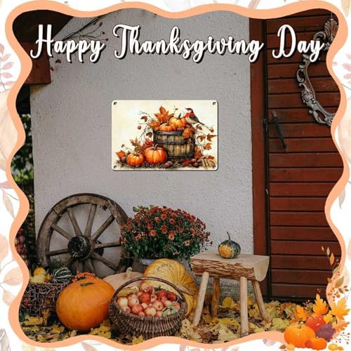 Fall Sign Pumpkin Vintage Tin Sign Happy Thanksgiving 8x12Inch - Image 6
