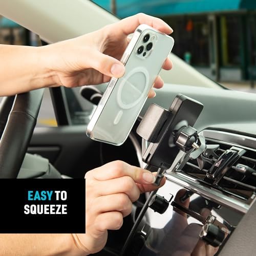 Nite IZE Squeeze Universal Vent Mount - Phone Mount for Car Vent - Sturdy Phone Mount & Holder with Ball Joint - Black
