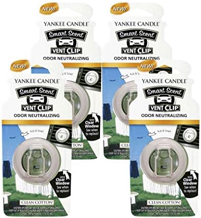 Yankee Candle Car Freshener Smart-Scent Vent Clips, 4-PACK (Clean Cotton)
