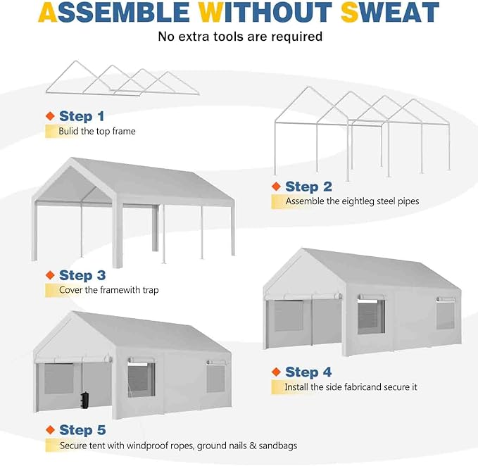JAMFLY 12x20 ft Heavy Duty Carport - Image 5