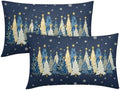 Christmas Tree Pillow Covers 12x20 Set of 2 Navy Blue Highly Absorbent by Unknown