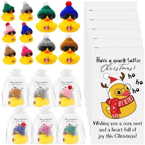 Liliful 100 Sets Christmas Rubber Ducks Coworker Gifts Bulk Christmas Favor by Liliful