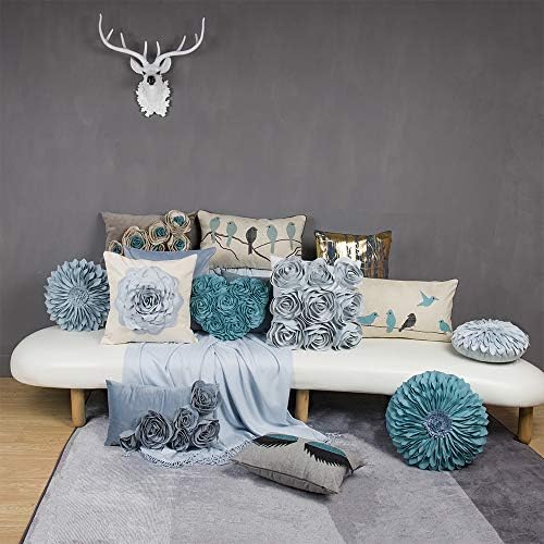 JWH Birds Accent Pillow Case, Teal Blue with Gray Plaid, 14 x 24 Inch - Image 6