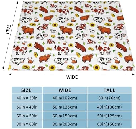 Cow Blanket Highland Cow Blanket Soft Fluffy 60"x50" Farm Cow Sunflower Throw Blanket for Bedroom Living Rooms Sofa Couch Travel Camping Christmas Birthday Gifts for Women Men Kid - Image 4
