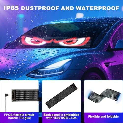 Devil Eyes Light for Trucks – 35.4''x7.5'' LED Eyes for Truck Windshield, Perfect Sync, Super Bright, Programmable, Remote+APP Control (1-Pack) for Trucks/Large Vehicles/RVs/Campers/Golf Carts