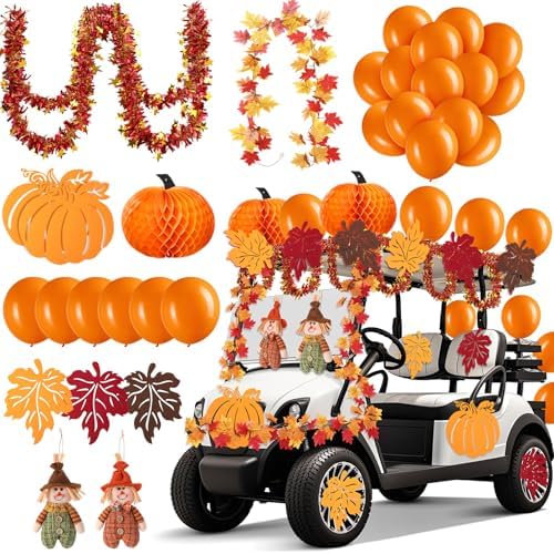 Suncalla 45 Pack Golf Cart Decorations Fall Party Set, Pumpkin Garland by Unknown