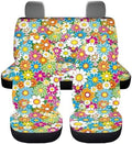 Vibrant Hippie Flower Print Car Seat Covers 4Pcs Front & Rear Breathable Seat Covers Universal Fits for Truck, Sedan, SUV Auto Interior Protector Car Accessories