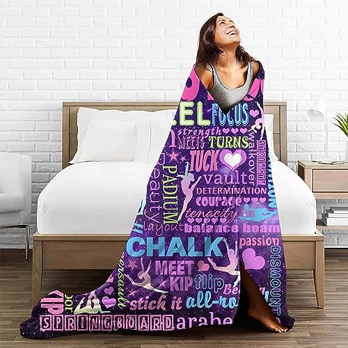 Gymnastics Blanket, Gymnast Gifts for Girls Gymnastics Lovers Teens Women Kids Birthday Soft Flannel Fleece Warm Cozy Throw Blanket for Sofa Bed Home Decor 80"X60" - Image 7