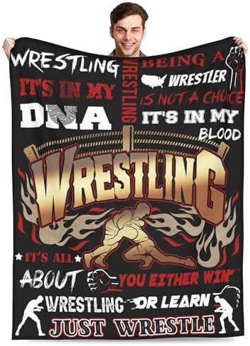 Wrestling Blanket Wrestling Gifts for Men Boys Wrestling Coach Wrestling Fans Wrestling Throw Blanket Soft Cozy Fluffy Warm Blanket for Sofa Couch Bed Decor Christmas Birthday Gifts 50"X40" by Cvrozpwy