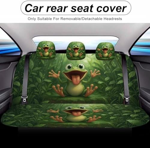 Happy Frog Rain Pattern Car Seat Covers, Trendy Universal Car Seat Protector Full Set, Automotive Seat Covers for Front Seats Rear Seat Back Seat Gift